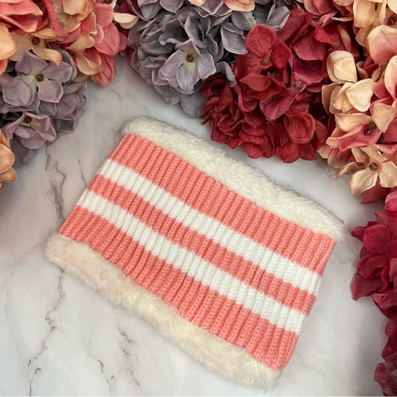 Infant Baby Pink Striped Winter Hat & Ring Scarf Set - Picture 12 of 16